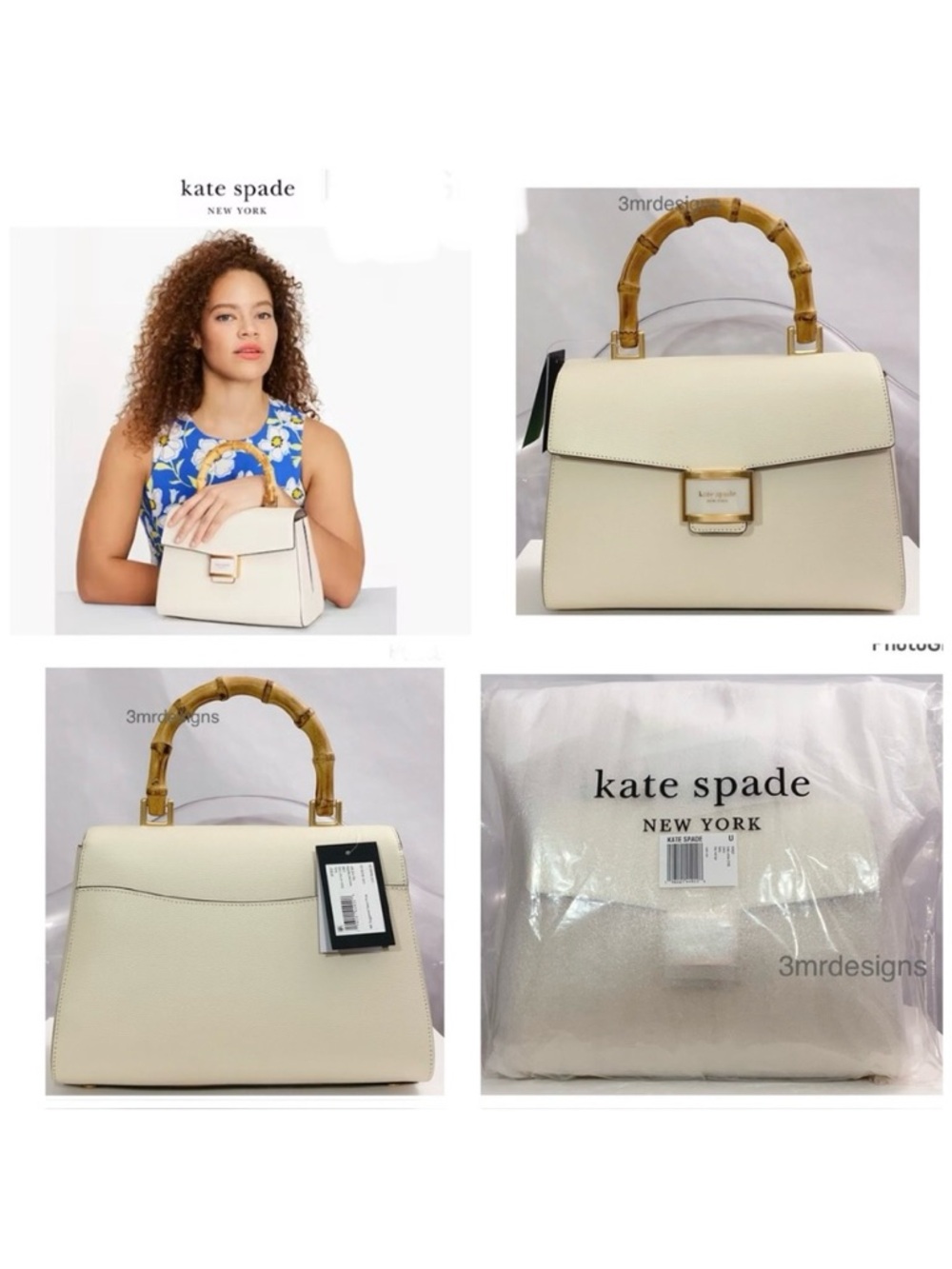 NWT Kate Spade ♠️ KATY Textured Leather Bamboo Handle Purse/Crossbody Bag